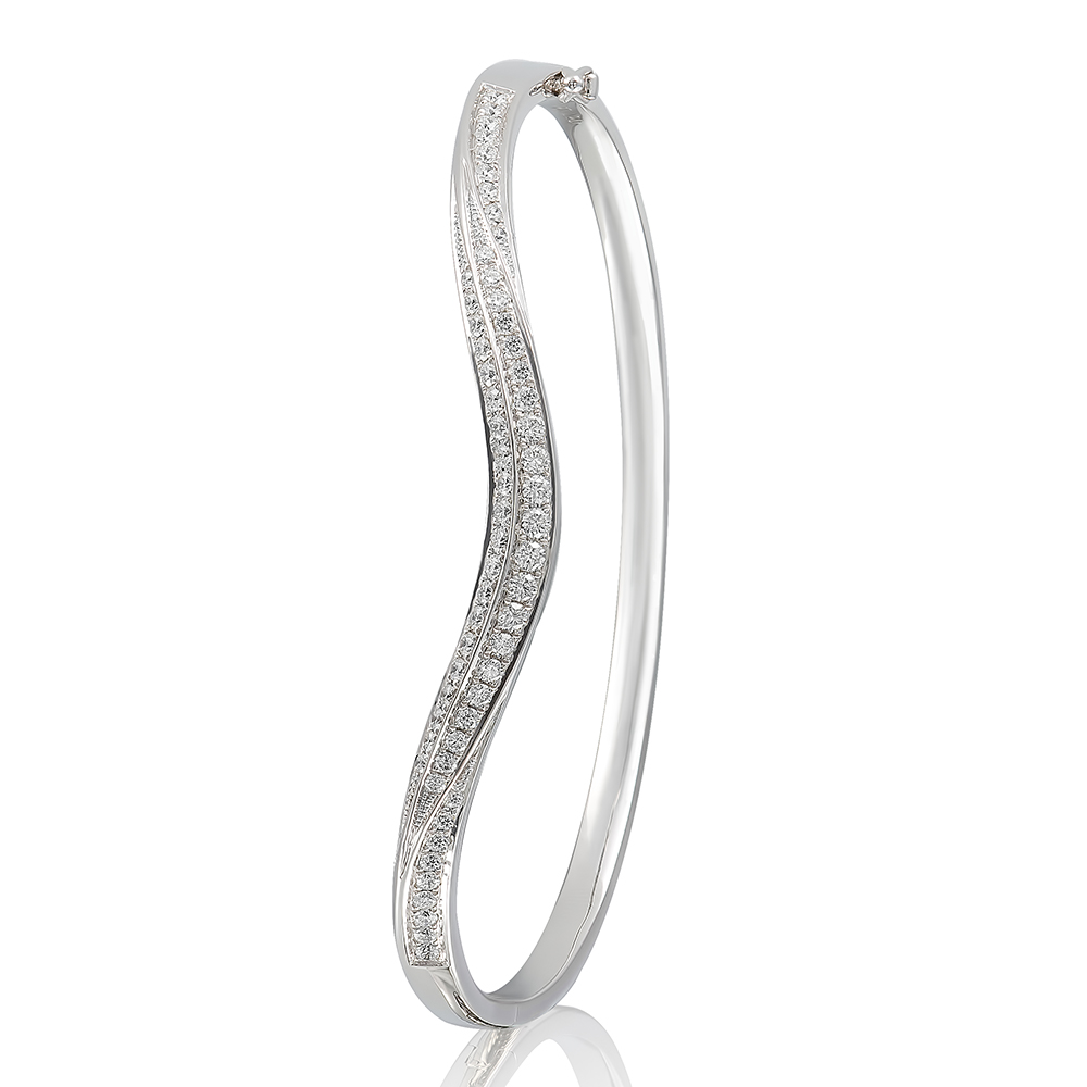 Curved bangle white gold with diamonds