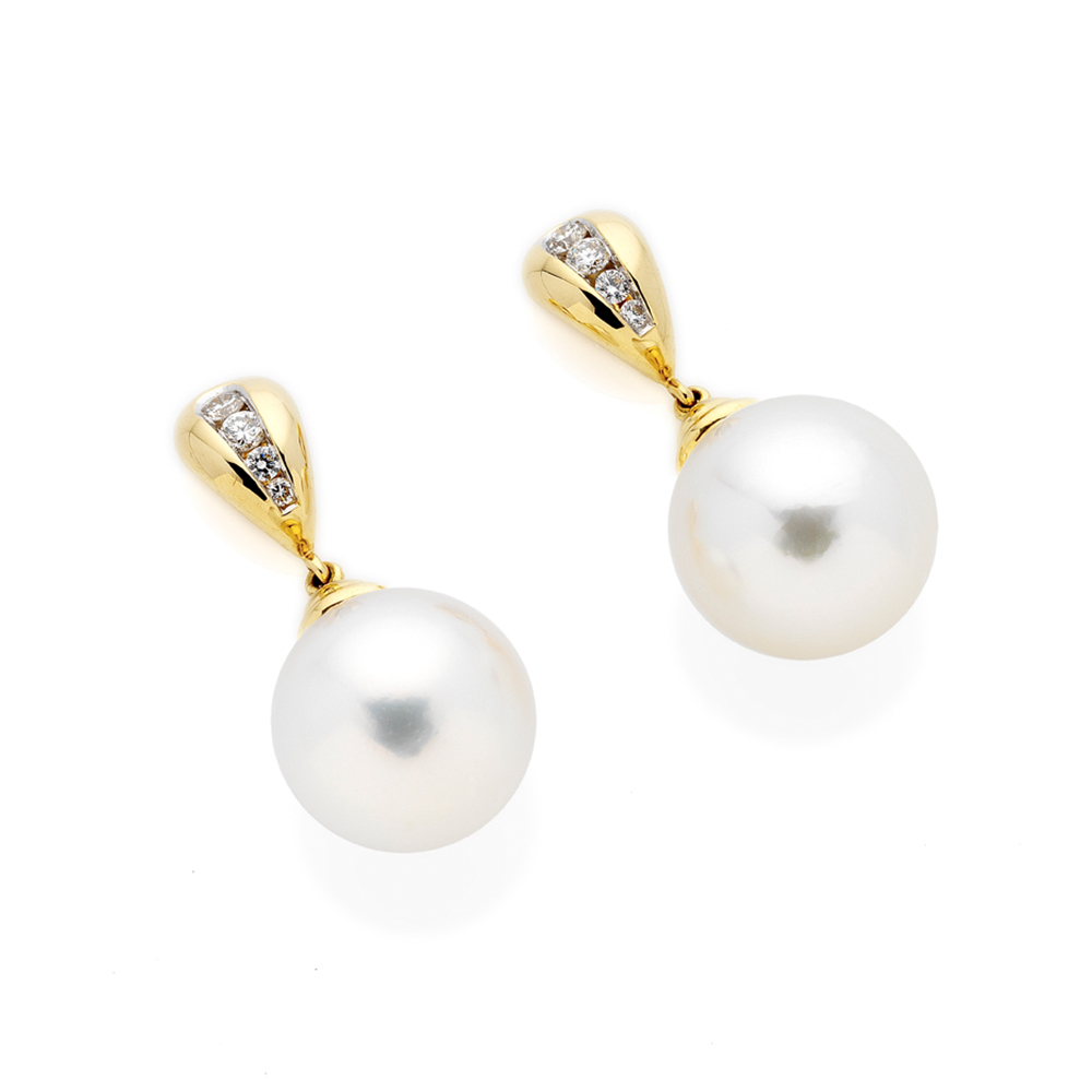 South Sea Pearl & Diamond Earrings