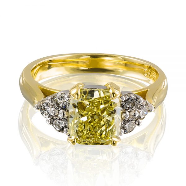 Cushion Cut Yellow Diamond Ring