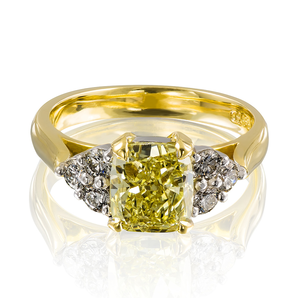 Cushion Cut Yellow Diamond Ring