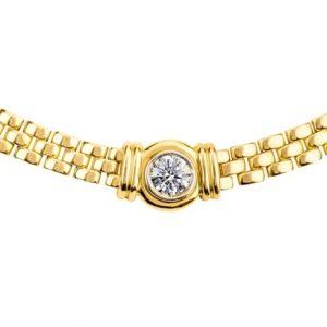 Yellow gold bezel set diamond necklet