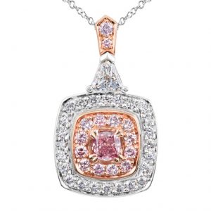 White and pink diamond pendant necklace