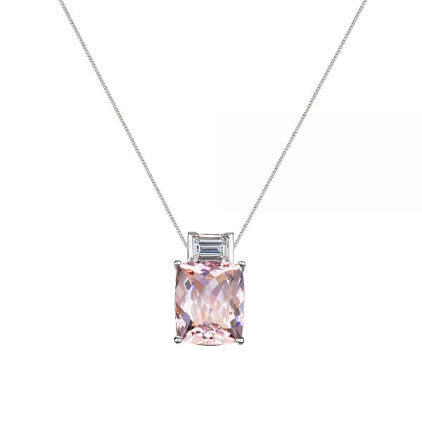 cushion cut morganite pendant
