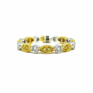 Marquise & round yellow & white diamond eternity band
