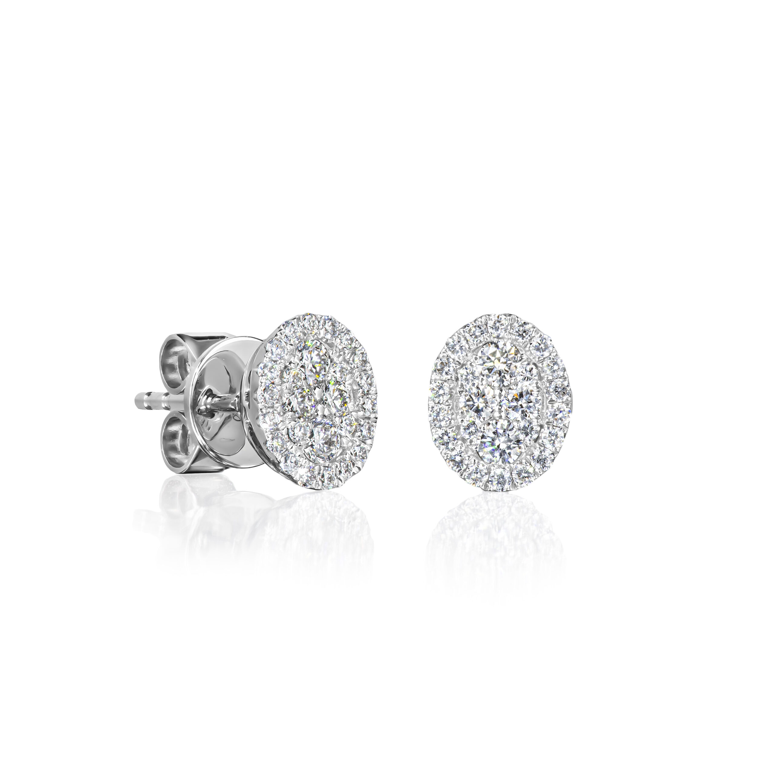 Oval shaped cluster stud earrings