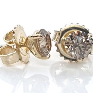3 claw Champagne Diamond Stud Earrings