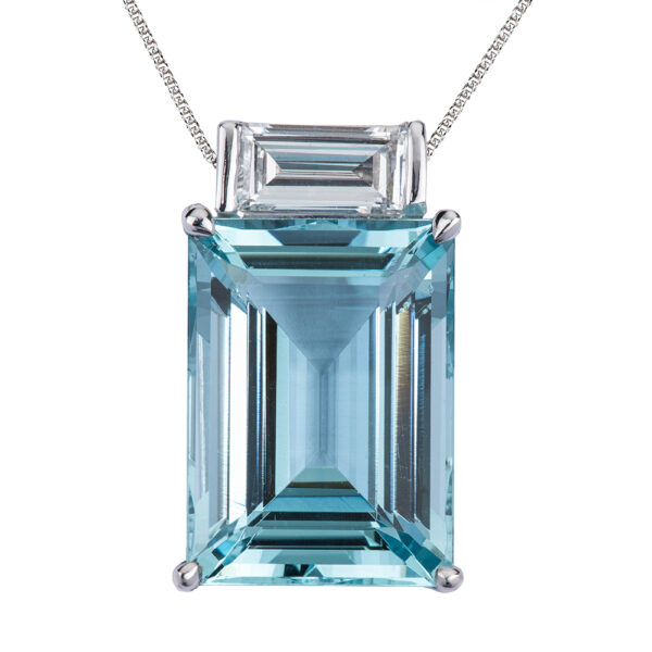 Emerald Cut Aquamarine Pendant